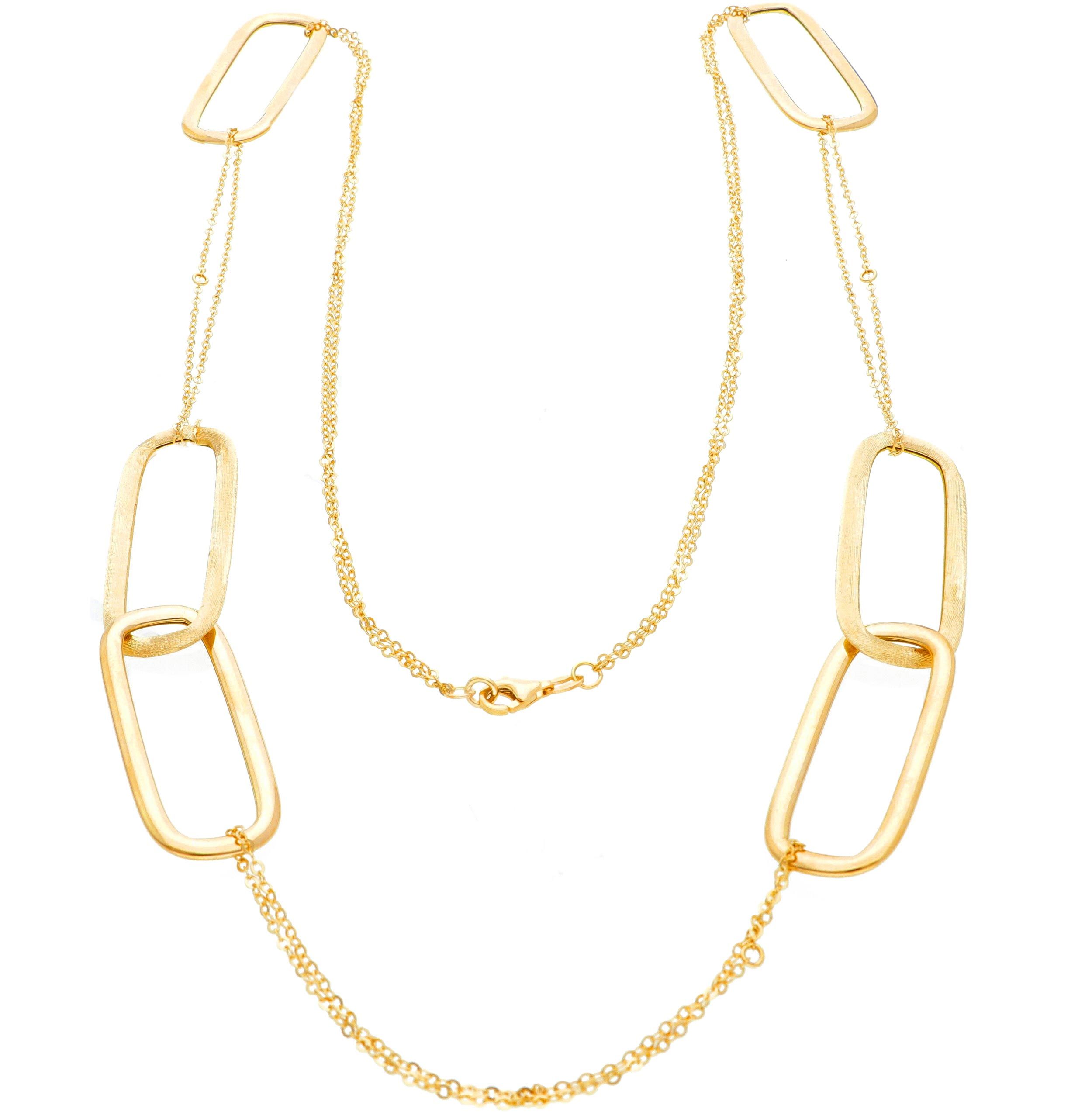 Golden necklace k14 with parallelogram rings (code S245948)